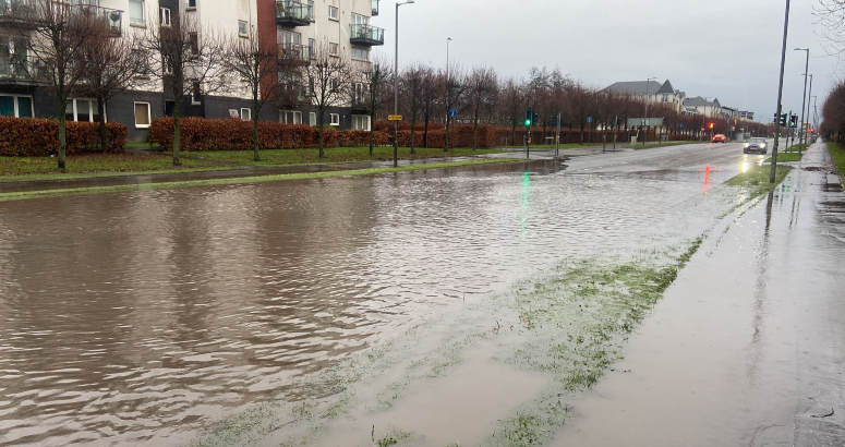 The sewer runs directly underneath King's Inch Road in Renfrew King's Inch Road Sewer Burst