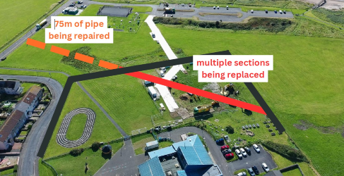 Further repairs outwith school grounds will be needed Stevenston Rising Sewer Main Burst