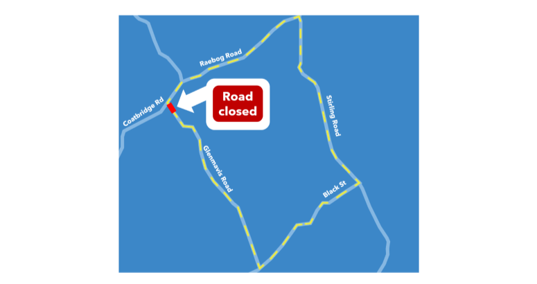 The diversion is lengthy so allow extra time for journeys Berryhill Airdrie Sewer Upgrade