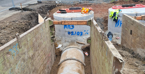 A new storage pipe has been installed Berryhill Airdrie Sewer Upgrade