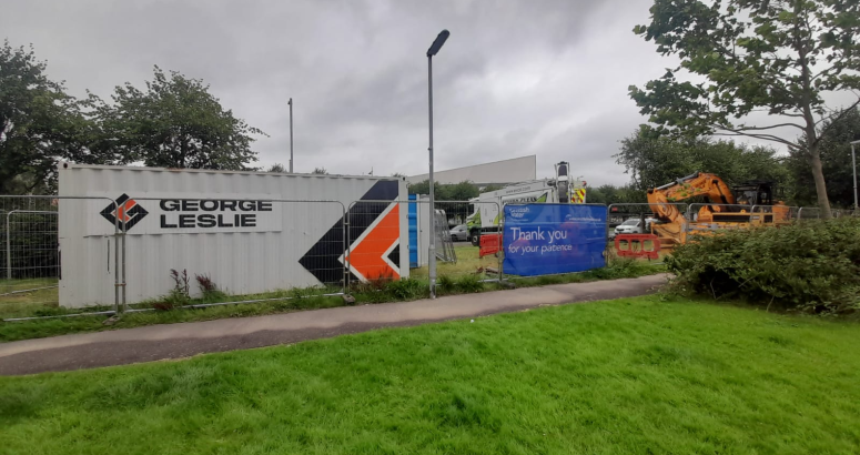 Materials and machinery have been assembled on site to carry out the repair King's Inch Road Rising Sewer Main Burst