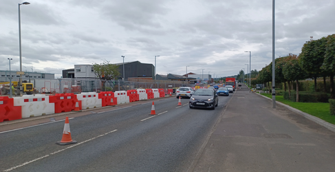 Traffic has been reduced to one lane in each direction A8 Greenock Flood Alleviation