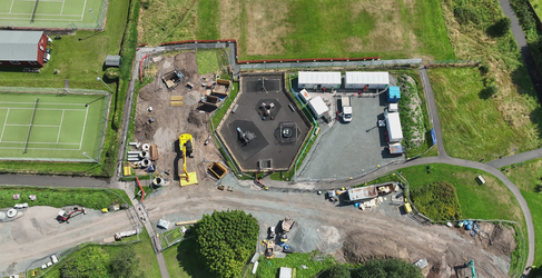 The work area during construction Cardross Outfall Completion