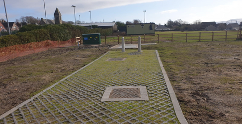The new overflow is buried beneath the park Cardross Outfall Completion