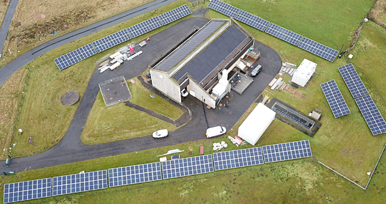 Aerial view of the new solar scheme at Gailes waste water pumping station