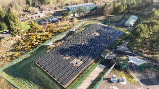 Arial shot of Gorbals Pumping Station showing PV panels