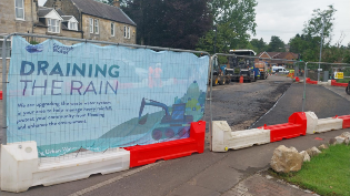 The road has been closed to allow work on a new storm overflow IUW Stewarton Kirkford Bridge