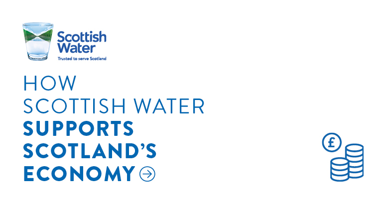 Economic Impact Report Infographic with text: How Scottish Water supports Scotland's economy