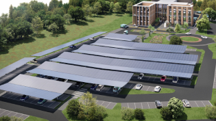 A render of what the car port scheme will look like once complete