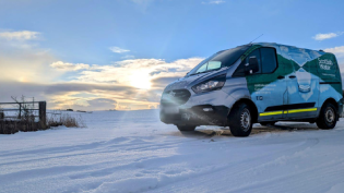Scottish Water van pictured in snow