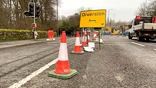 Milngavie Auchenhowie Road Burst Traffic Management on Auchenhowie Road