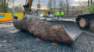 The burst section of 36" water main Auchenhowie Milngavie Burst