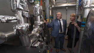 Deputy First Minister Shona Robison and Martin McKay, Chief Executive at Clyde Gateway Green Heating in Dalmarnock