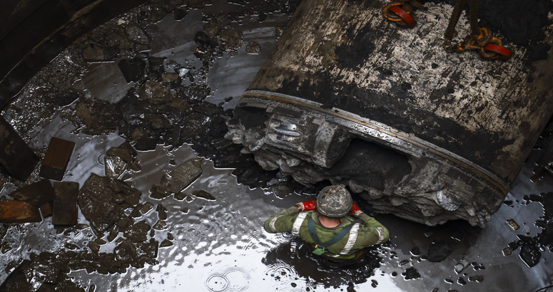 The TBM tunnelled underneath the M8 motorway Glasgow Resilience Project