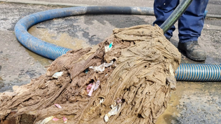 Pile of wipes removed from sewer system Pile of wipes removed from sewer system
