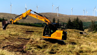 Diggers working on the peatland restoration project at Afton Reservoirs