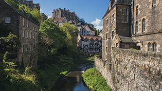 Waters of Leith General view of the Waters of Leith in Edinburgh with historic buildings on its banks