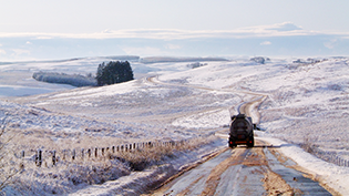 Tanker at Black Esk Reservoir in Winter Tanker at Black Esk Reservoir in Winter